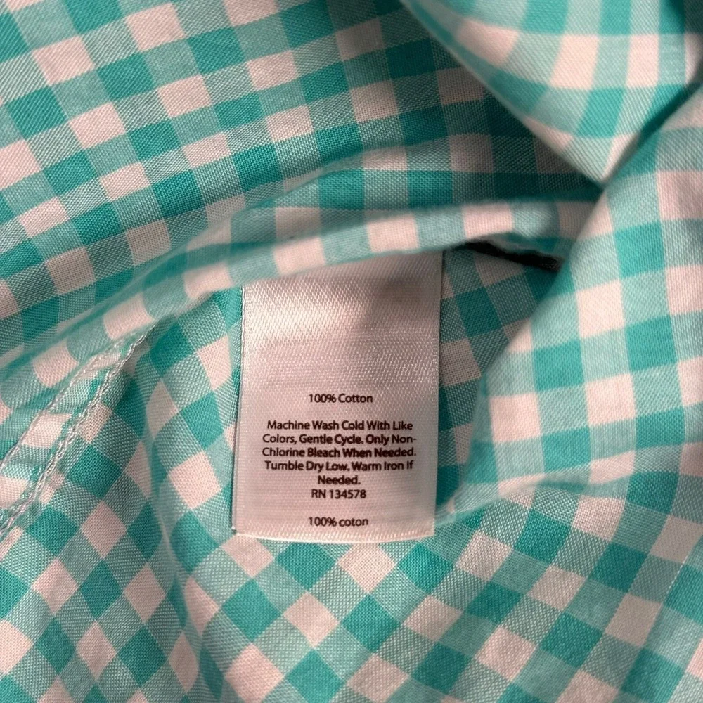 Vineyard Vines‎ Whale Shirt Long Sleeve Button Blue Gingham Boy's Size L or 16